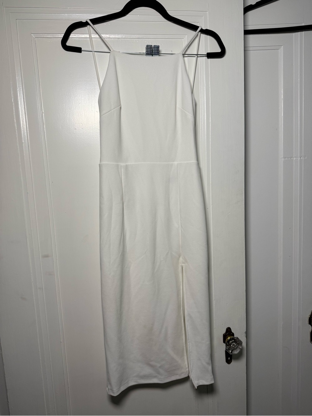 Lulu's White Strappy Midi Dress with Side Slit
